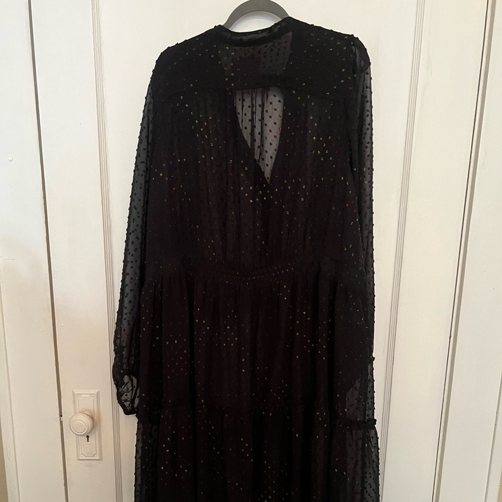 Anthropologie 24W black sheer button down dress - Picture 5 of 7